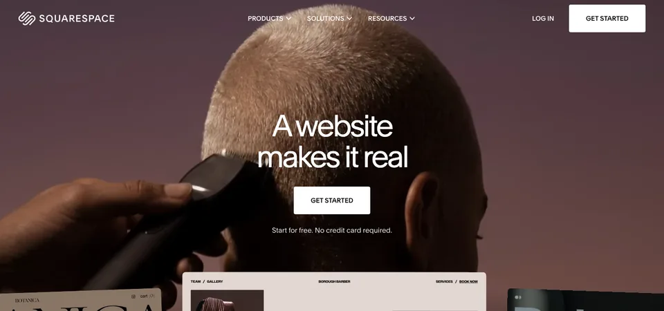 The Squarespace home page: a website makes it real