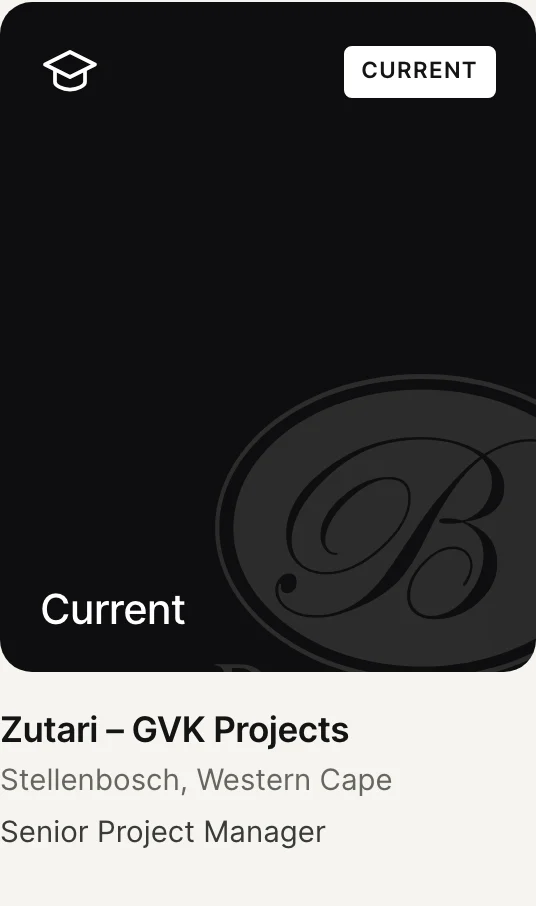 A project card on hover: the Bastille seal appears as a large pale watermark behind the project value