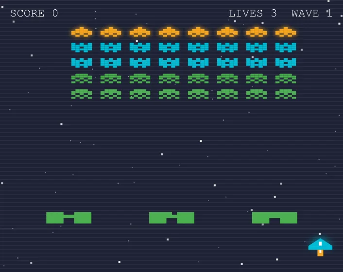 Space Invaders in play