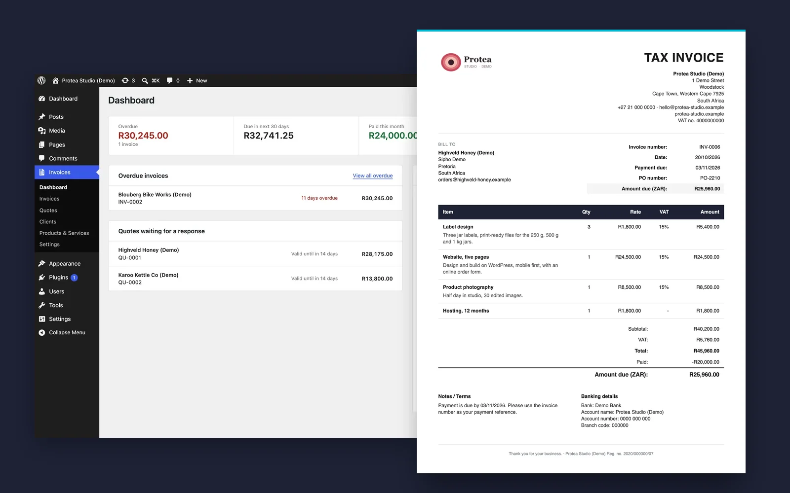 WordPress Invoice Plugin