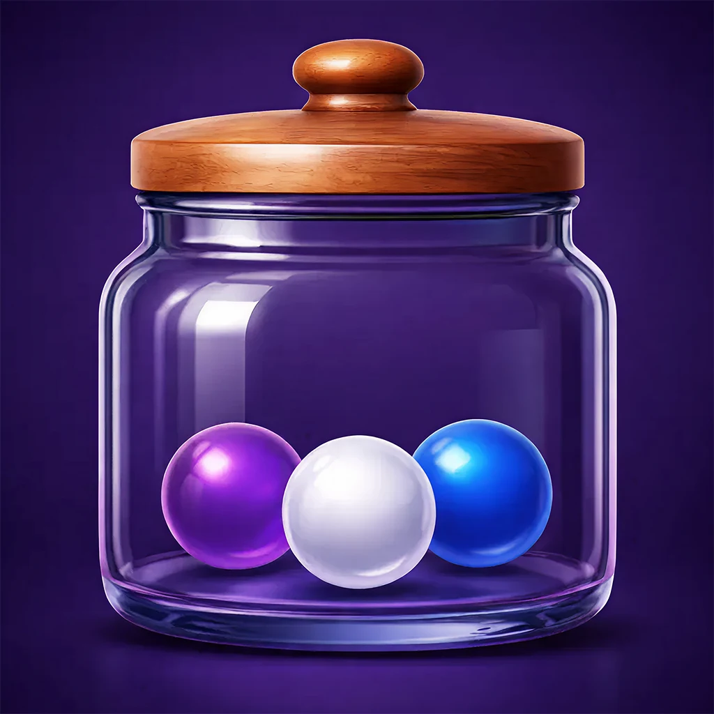 Hour Jar app icon: a glass jar of marbles