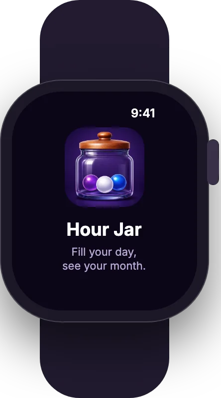 Apple Watch splash screen: Hour Jar, fill your day, see your month