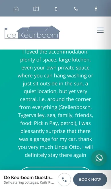 Google reviews on the home page, on a phone