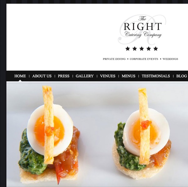 The Right Catering Company website designed and built by DezignZA
