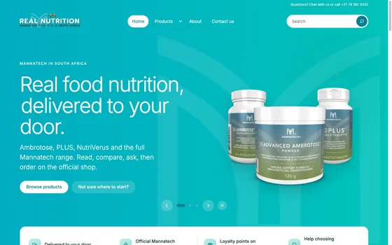 The Real Nutrition website, built on WordPress
